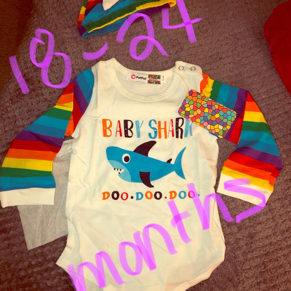 18-24 month Baby-shark Onesie with Hat